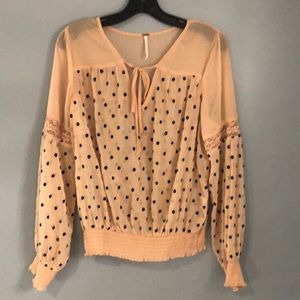 Free People peach with polka dot top